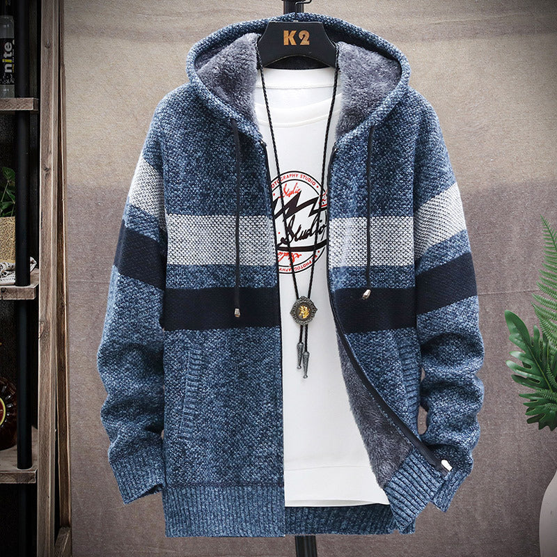 Herren modische Strickjacke mit Kapuze und gestreiftem Design Krohn-e