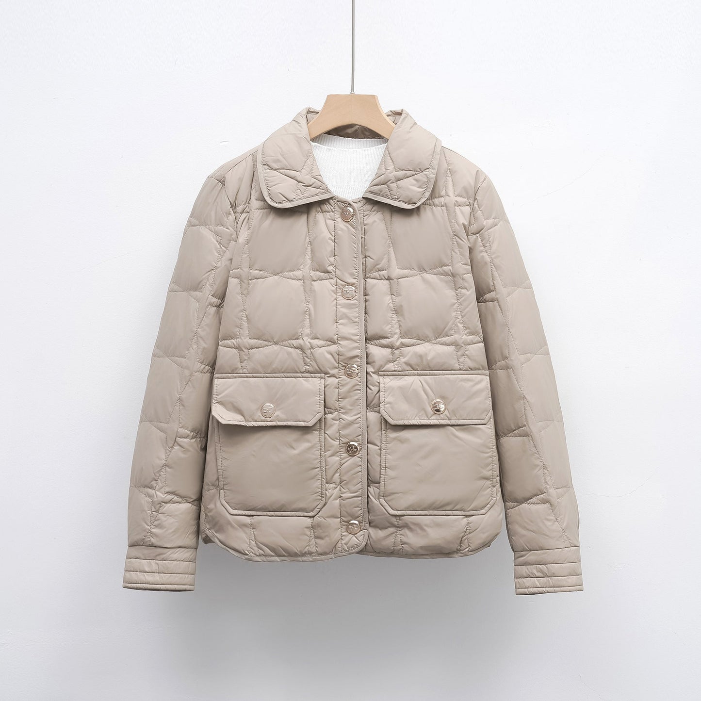 Damen modische gesteppte Jacke mit Taschen und Knopfverschluss Krohn-e