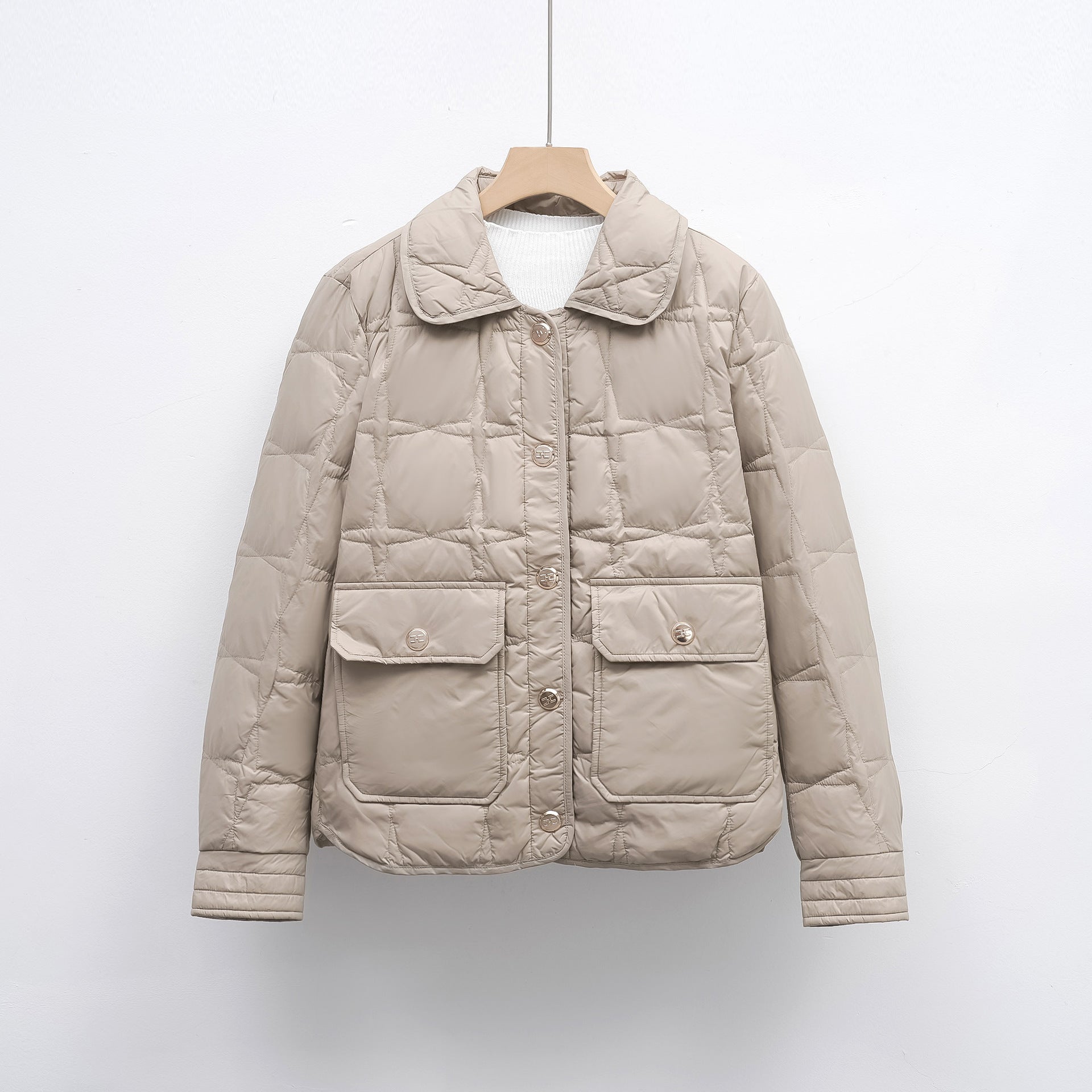Damen modische gesteppte Jacke mit Taschen und Knopfverschluss Krohn-e