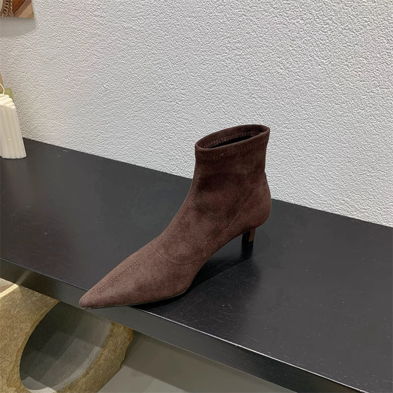 Damen Elegante Ankle-Boots aus weichem Wildleder mit modischem Stiletto Krohn-e
