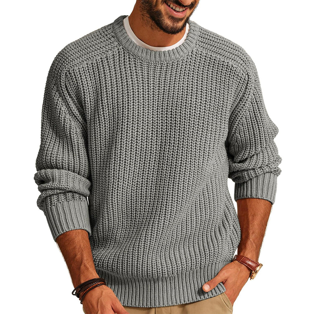Herren Grobstrick Pullover mit Rundhalsausschnitt und lässigem Schnitt Krohn-e