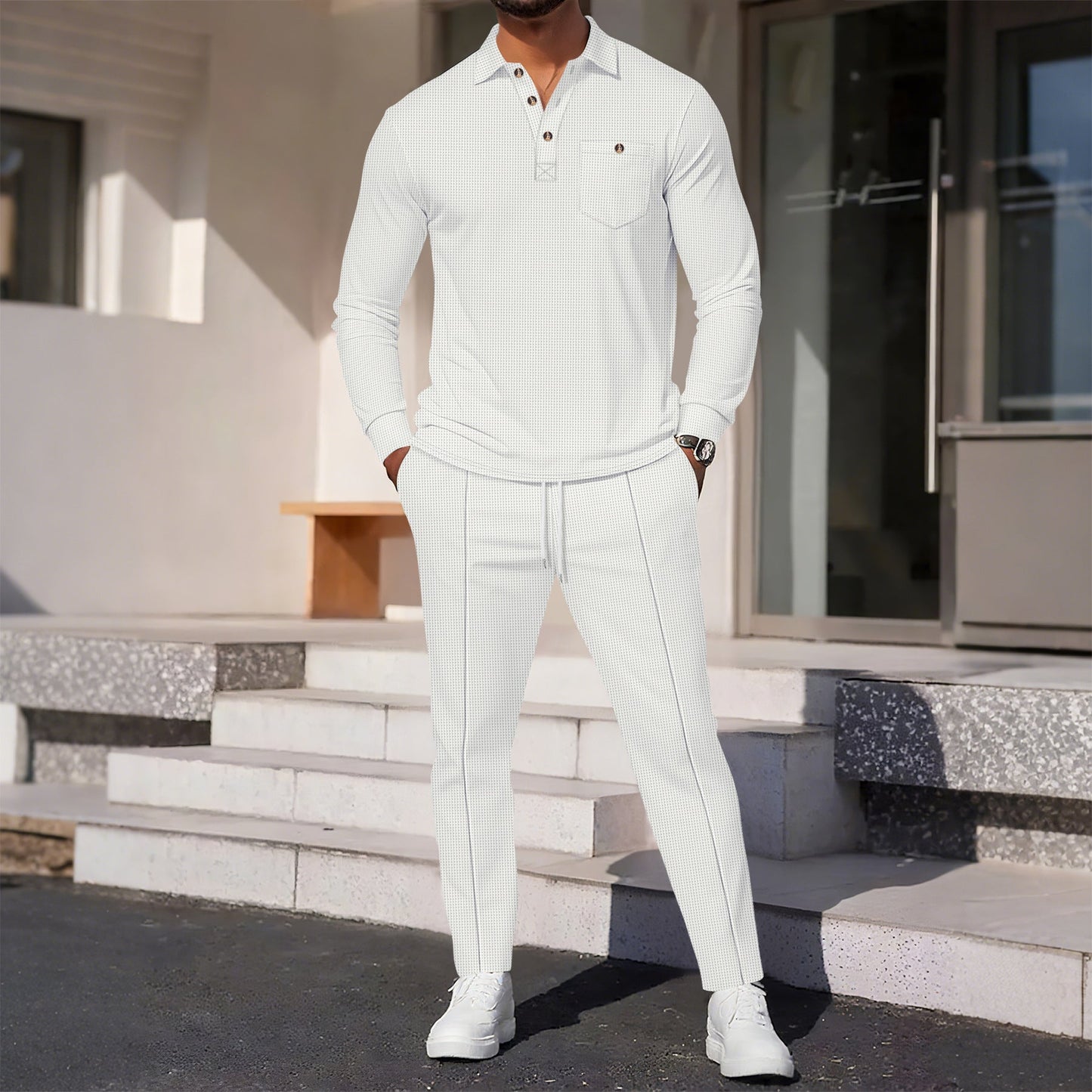 Herren eleganter Freizeitanzug mit strukturiertem Oberteil und bequemen Hosen Krohn-e