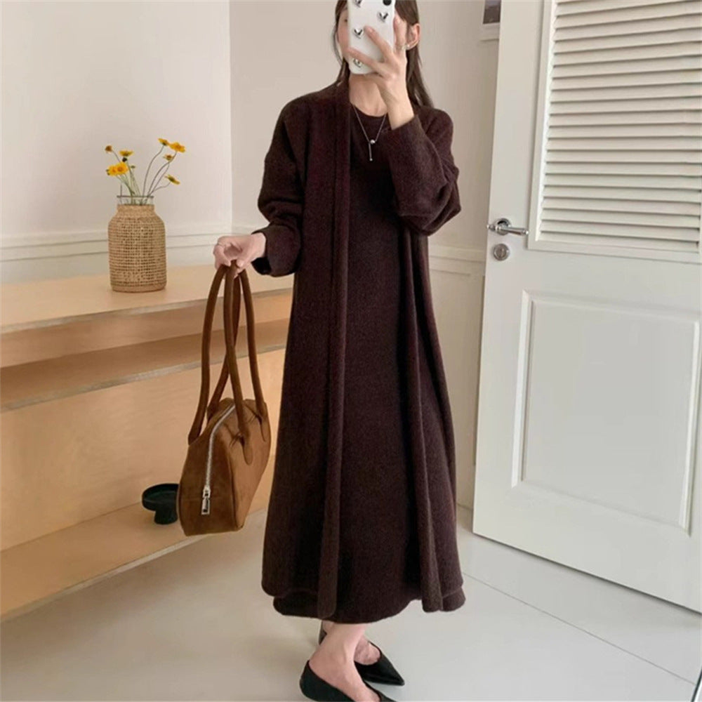 Damen Maxi-Strickkleid mit legerem Schnitt und langem Ärmel Krohn-e