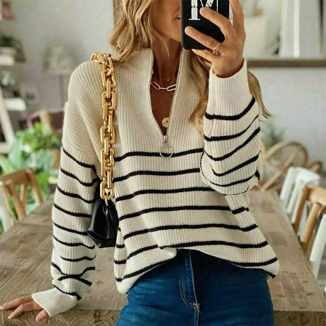 Krohn-e | Gestreifter Strickpullover mit Leichter Struktur