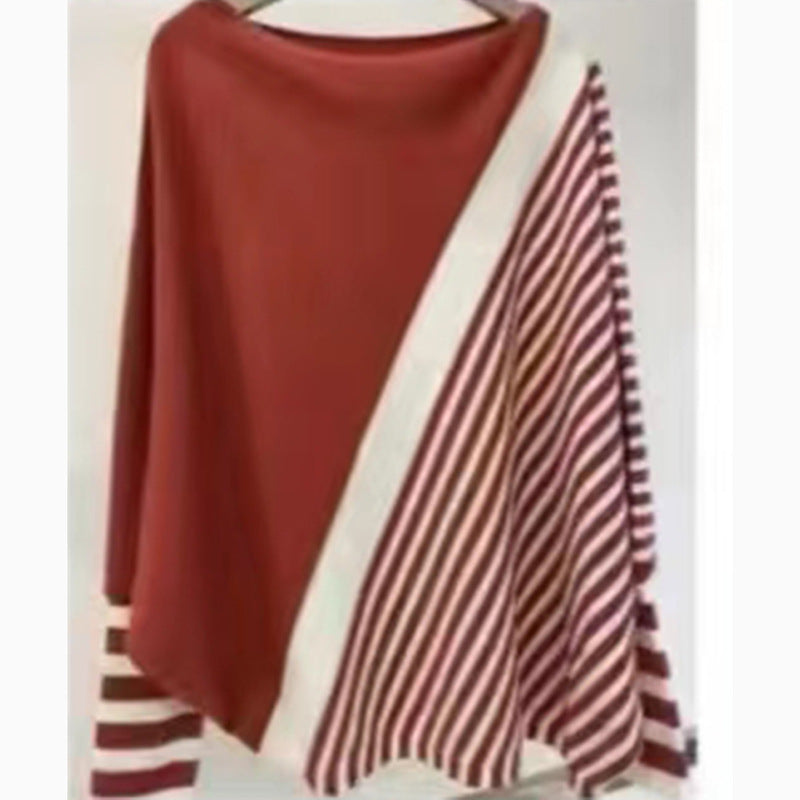 Damen modischer Strickpullover mit asymmetrischem Schnitt und grafischem Streifenmuster Krohn-e