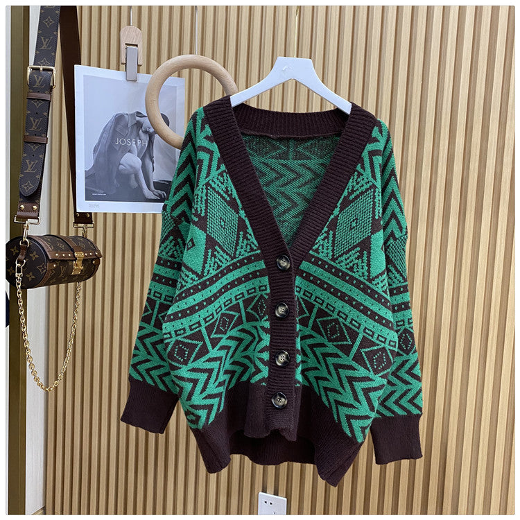 Damen Übergroße Strickjacke mit geometrischem Muster Krohn-e