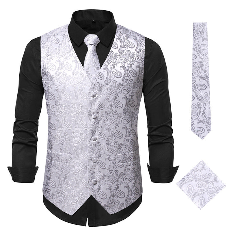 Herren elegante Anzugweste mit eleganten Paisley-Muster und passendem Zubehör Krohn-e