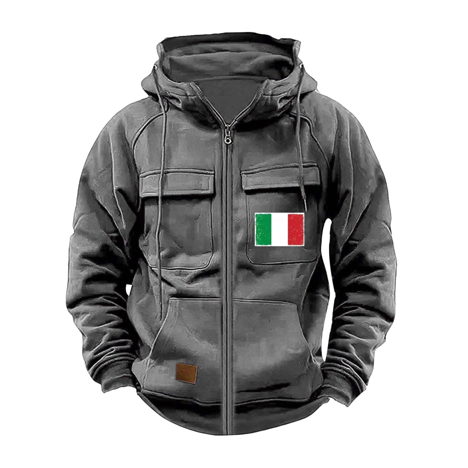 Herren modische Kapuzenjacke mit praktischen Taschen und verstellbarem Kragen Krohn-e