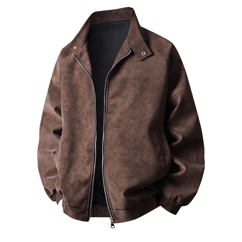 Herren stylische Kunstlederjacke im modernen Design und elastischen Bündchen Krohn-e