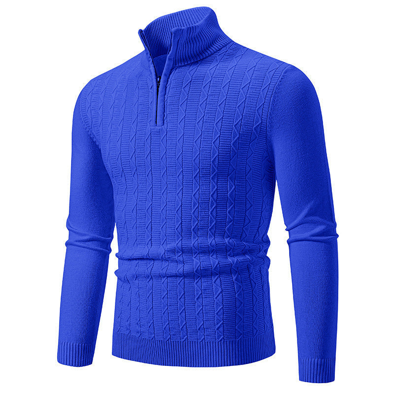 Herren modischer Strickpullover mit Stehkragen und Reißverschluss Krohn-e