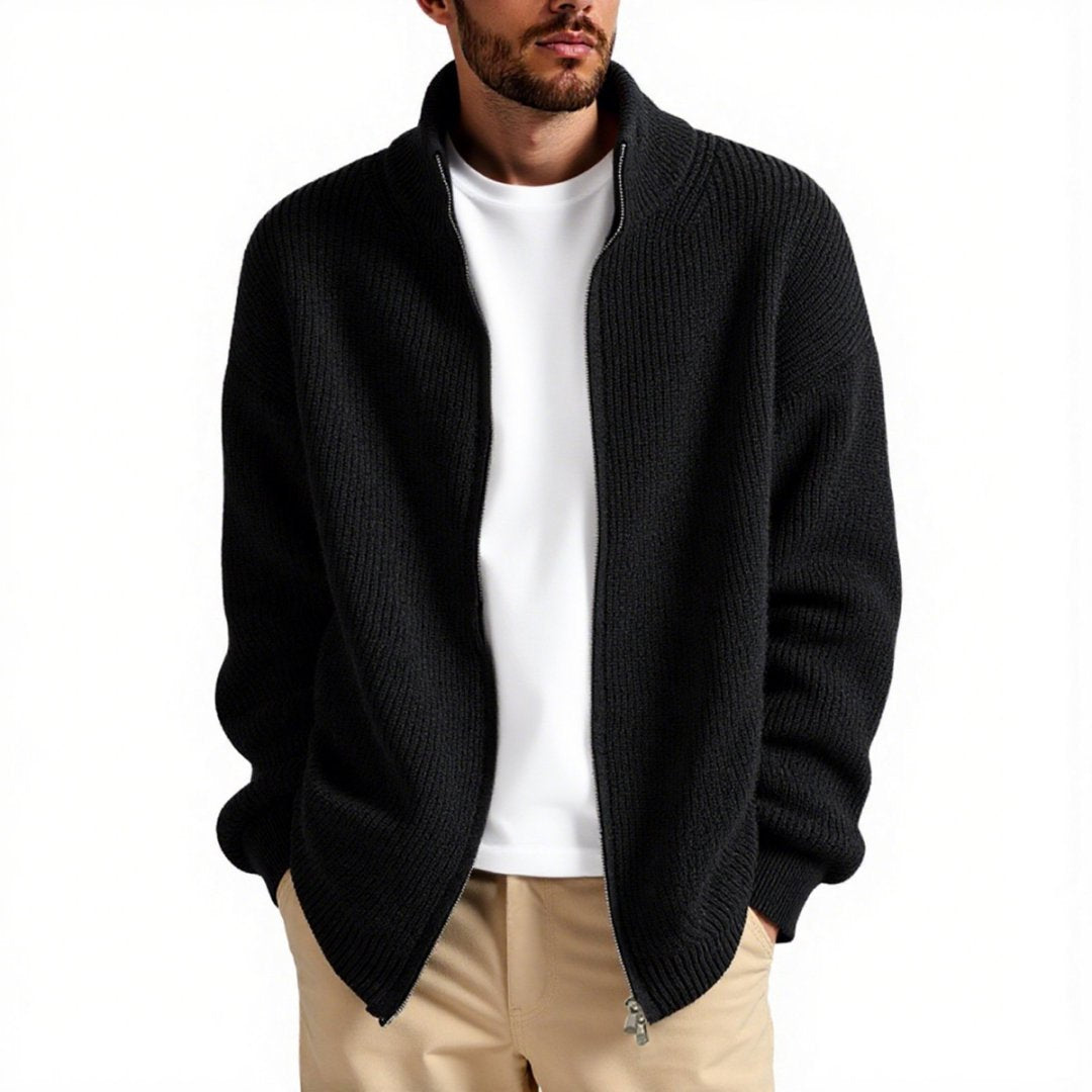 Herren Strickjacke mit hohem Kragen und praktischem Reißverschluss Krohn-e