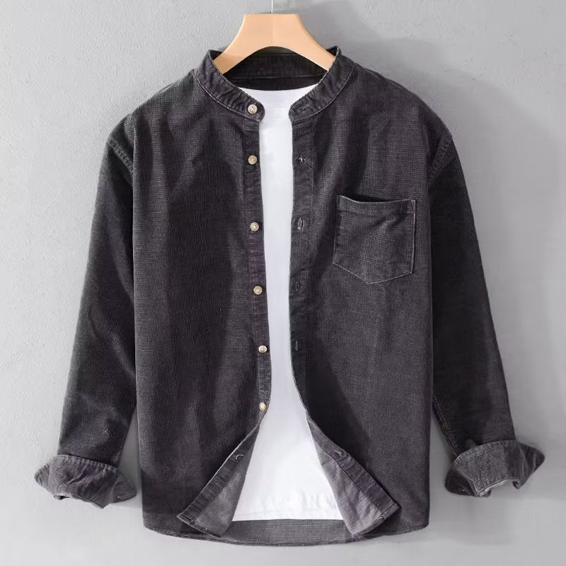 Herren Cordhemden mit Mandarin-Kragen und minimalistischem Design Krohn-e