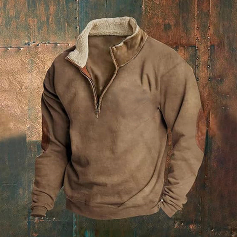 Herren Fleece-Pullover mit hohem Kragen und robusten applikationen Krohn-e