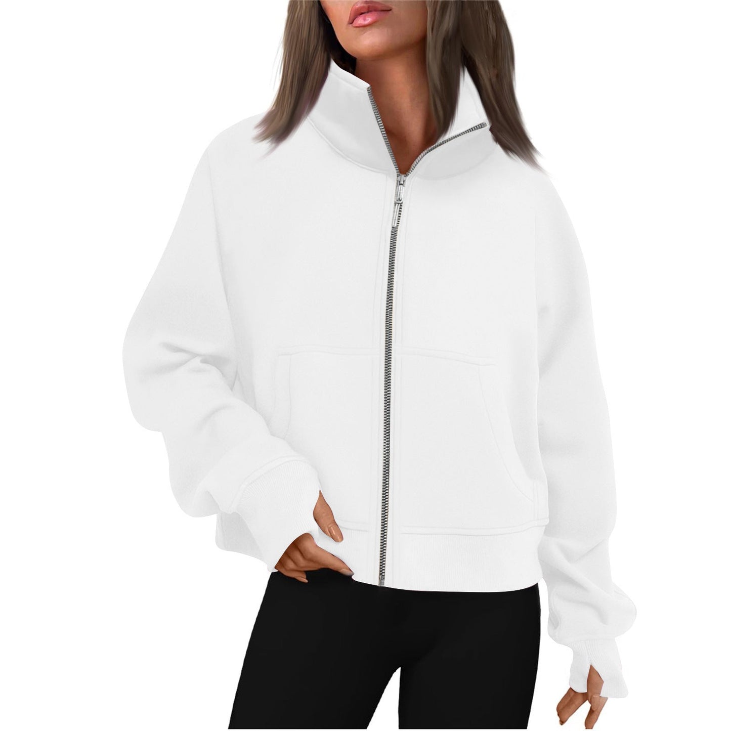 Damen bequeme Sweatjacke mit hohem Kragen Krohn-e