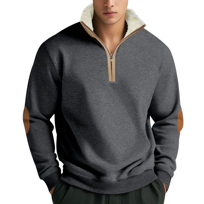 Herren Fleece Pullover mit Stehkragen und Kontrastdetails Krohn-e