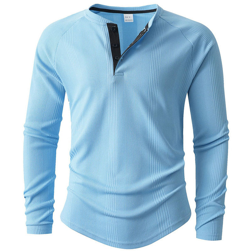 Herren Langarm Henley-Shirt mit strukturierter Oberfläche Krohn-e