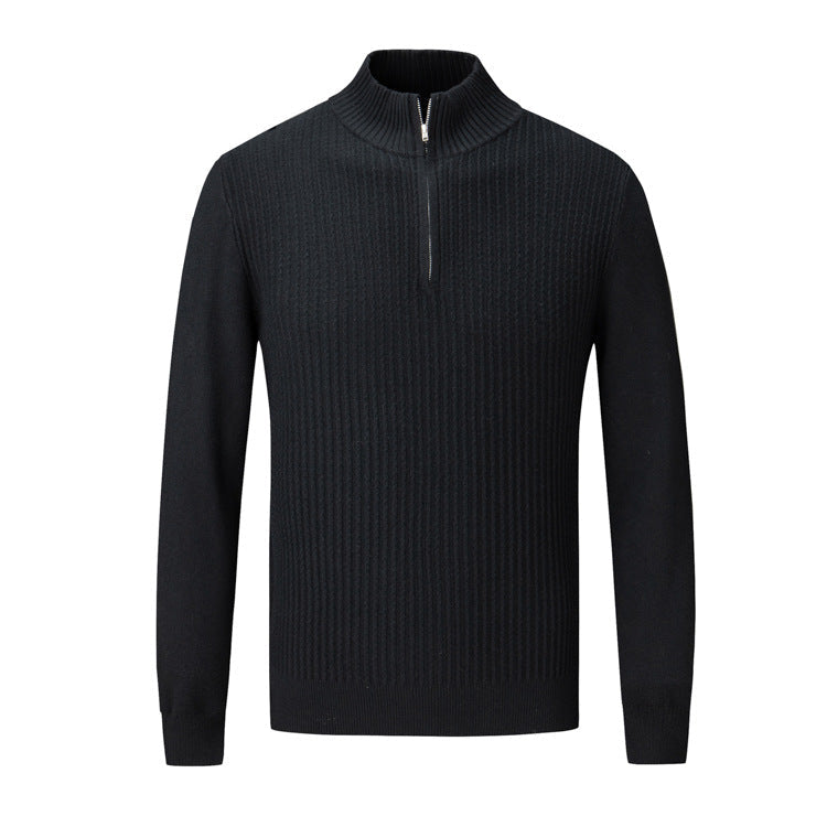 Herren Strickpullover mit modernem Stehkragen und feinem Rippdesign Krohn-e