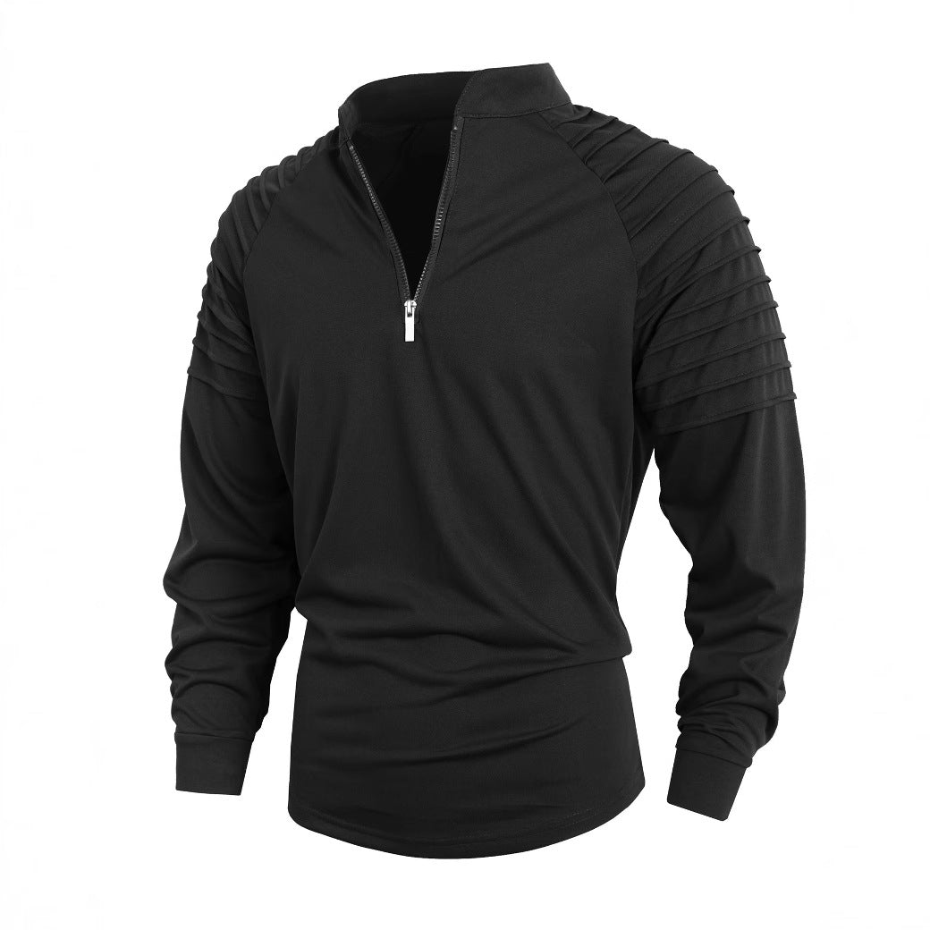 Herren Langarmshirt mit modernem Stehkragen und Reißverschluss Krohn-e