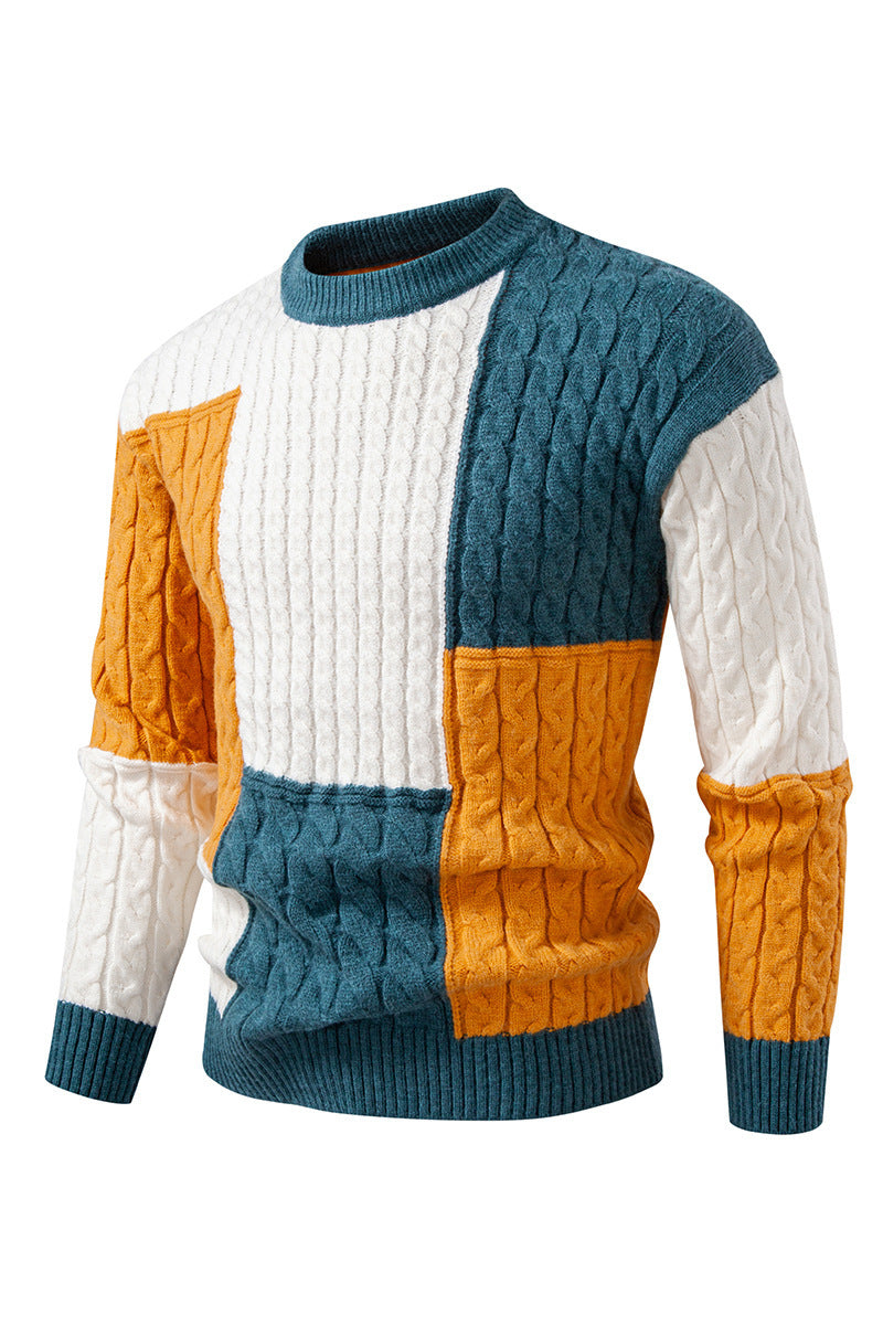 Herren modischer Strickpullover mit kreativer Farbblock-Optik Krohn-e