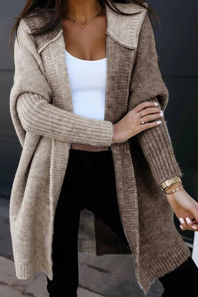 Krohn-e | Gestickter Strick Kapuzenpullover Strickjacke Mantel