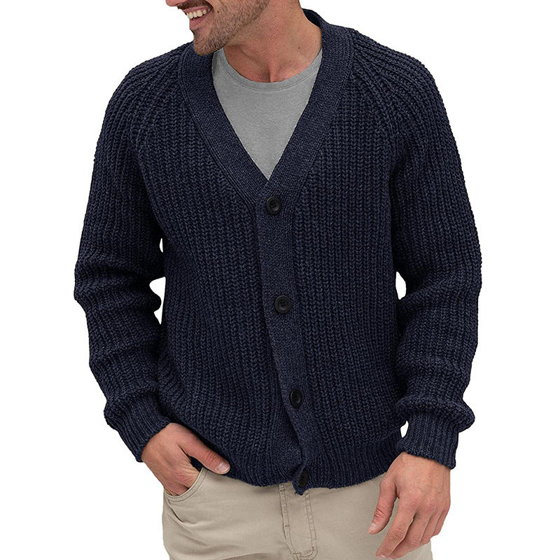 Herren Strickjacke mit grober Maschenstruktur und eleganten Knopfdetails Krohn-e