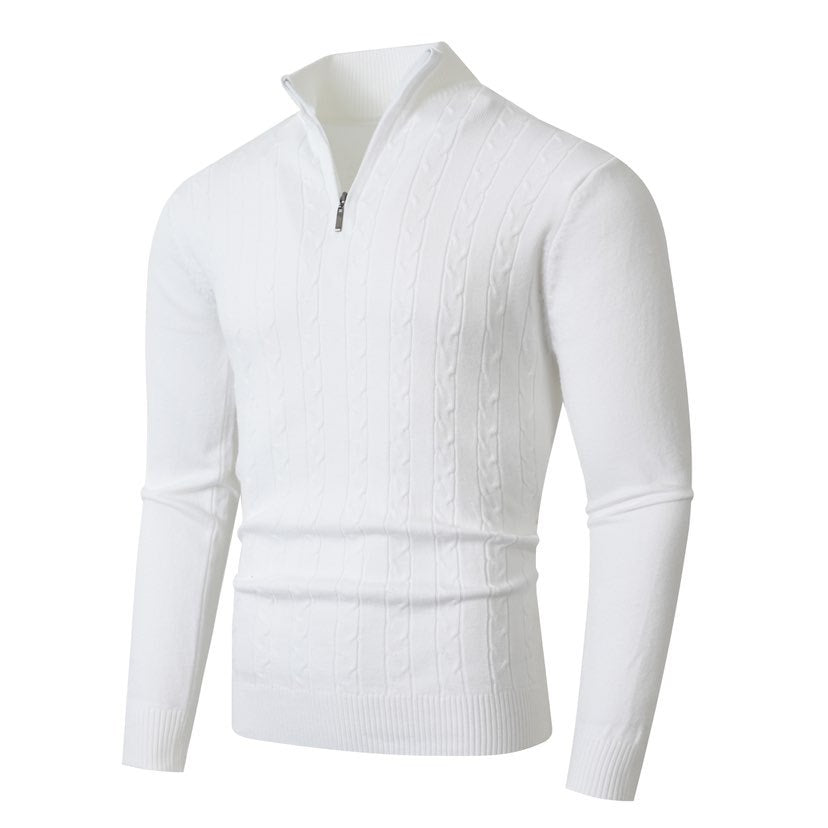 Herren Strickpullover mit halbem Reißverschluss und strukturiertem Design Krohn-e