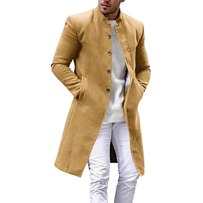 Herren eleganter Langmantel mit schmalem Schnitt und hohen Kragen Krohn-e