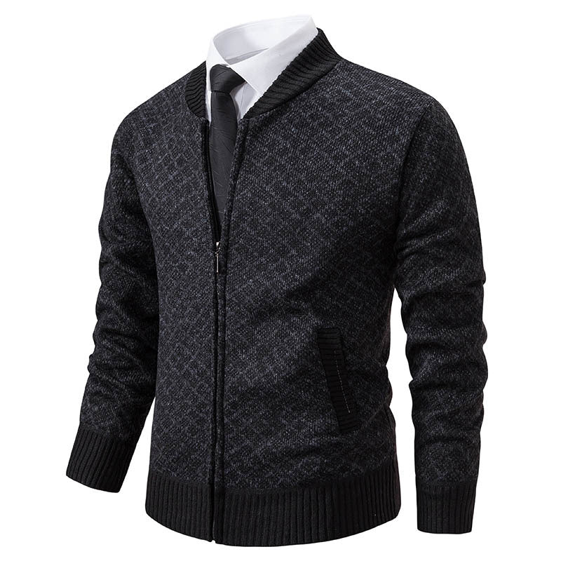 Herren Strickjacke mit modernem Zippverschluss und strukturiertem Design Krohn-e