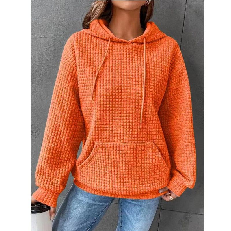 Damen Waffelstruktur Hoodie mit Kängurutasche und lässigem Schnitt Krohn-e