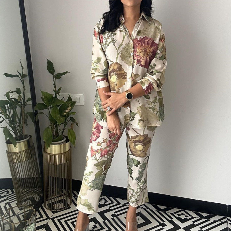 Damen Blumendesign Pyjama-Anzug Krohn-e