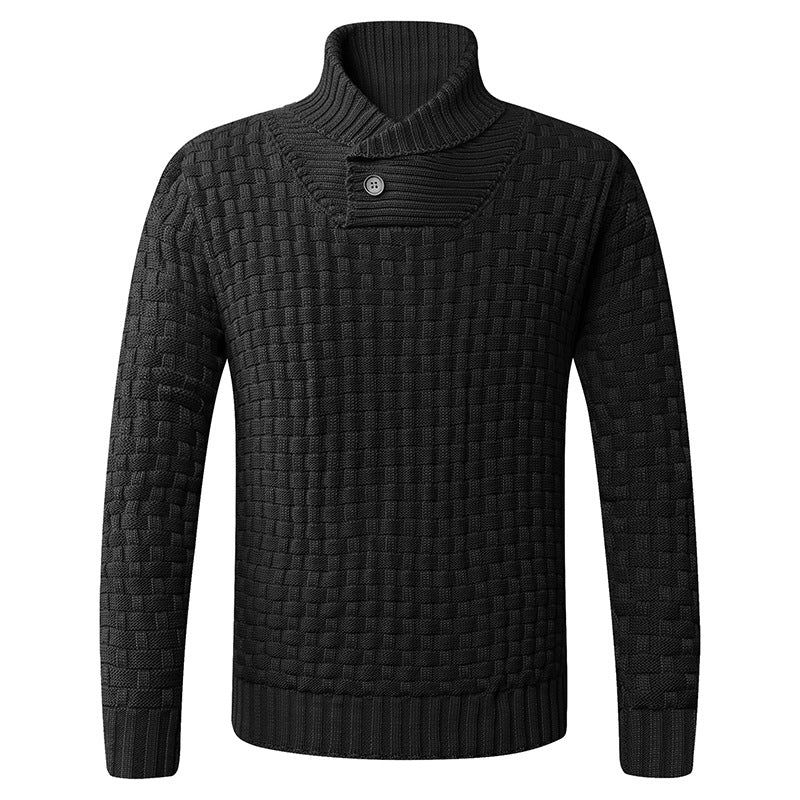 Herren Strickpullover mit modernem Schalkragen und Knopfdetails Krohn-e