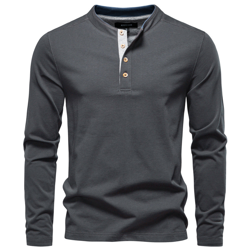 Herren Langarm-Henley-Shirt mit eleganten Druckknöpfen und bequemer Passform Krohn-e
