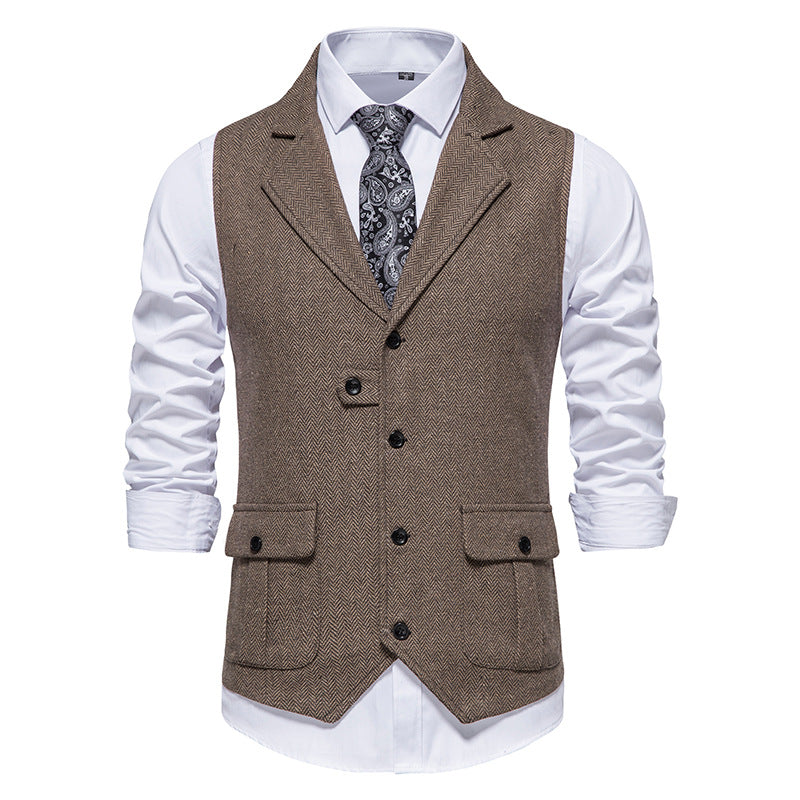 Herren Anzugweste aus hochwertigem Herringbone-Stoff Krohn-e