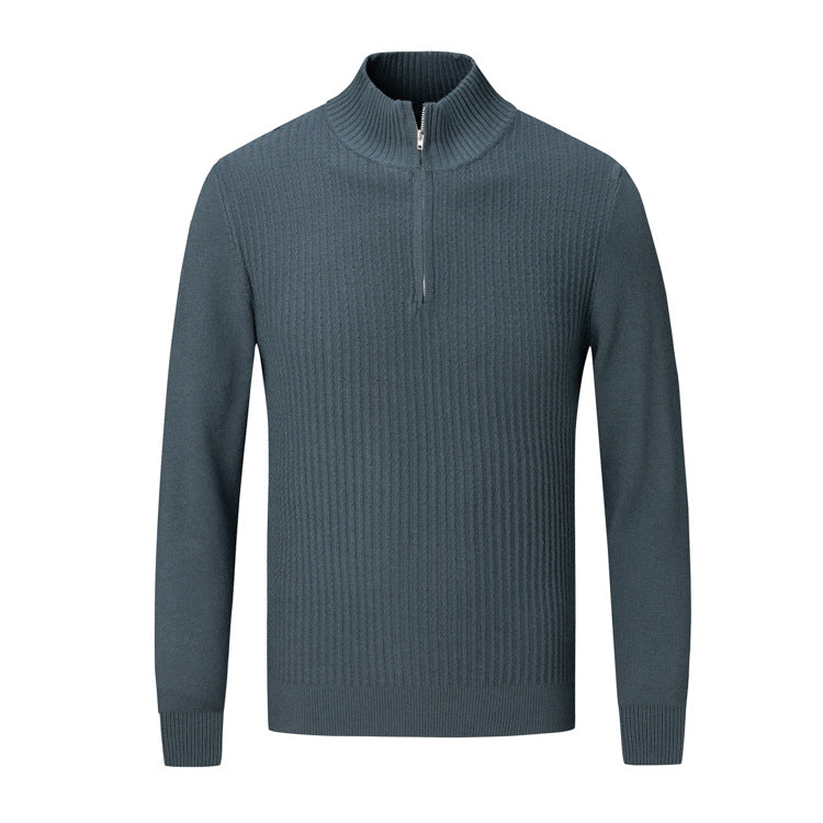 Herren Strickpullover mit modernem Stehkragen und feinem Rippdesign Krohn-e