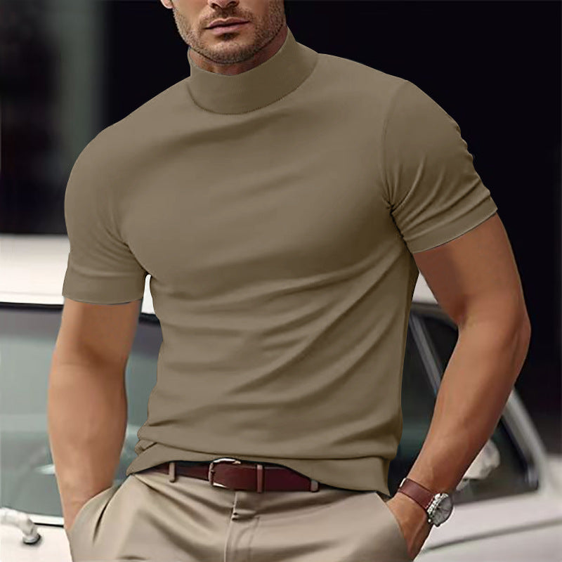 Herren Kurzarm Turtleneck T-Shirt Krohn-e