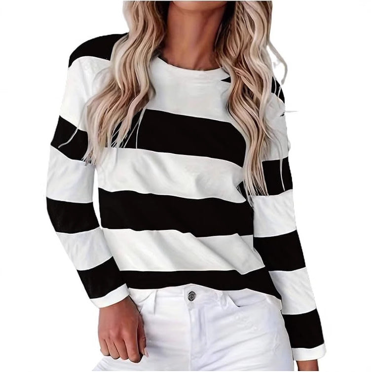 Damen lässiges gestreiftes Langarmshirt Krohn-e