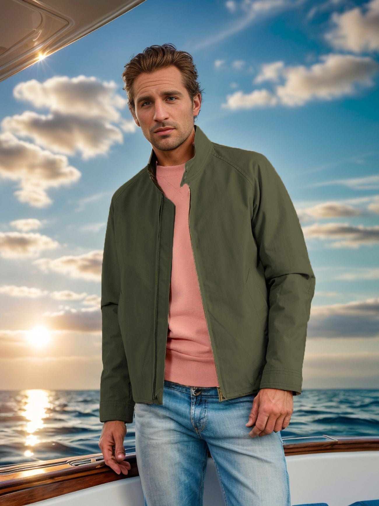 Herren moderne Bomberjacke mit innovativem Stehkragen Krohn-e