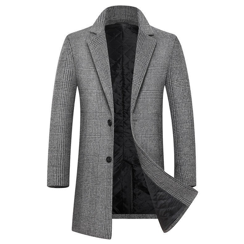 Herren eleganter Kinomantel mit gezieltem Karomuster und warmem Innenfutter Krohn-e