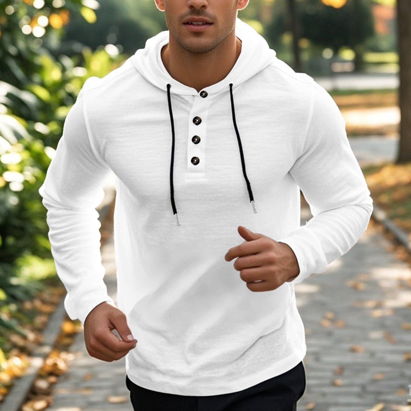 Herren sportlicher Hoodie mit Knopfleiste und funktionalen Taschen Krohn-e
