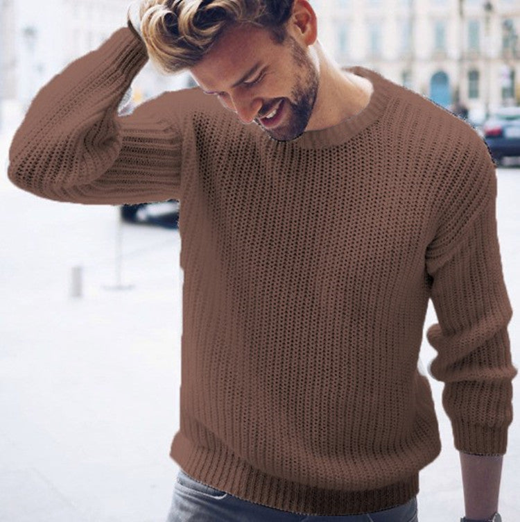Herren trendiger Strickpullover mit luftiger Struktur und zeitgemäßem Rundhalsausschnitt Krohn-e