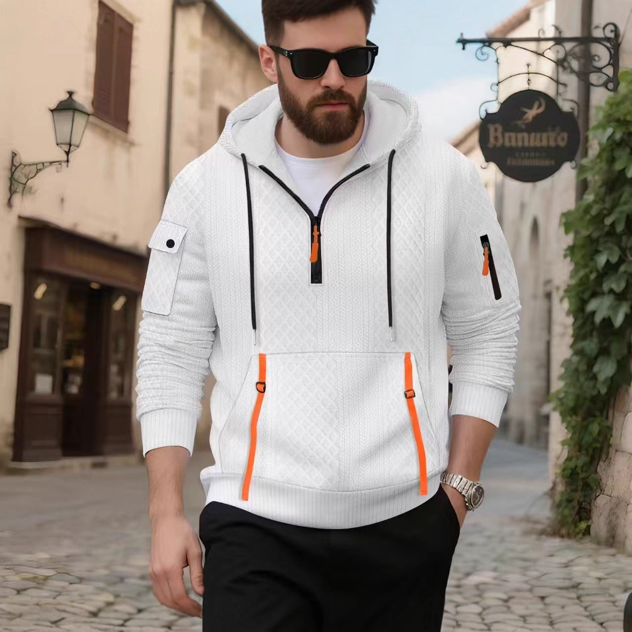 Herren modischer Hoodie mit strukturiertem Design und praktischen Taschen Krohn-e