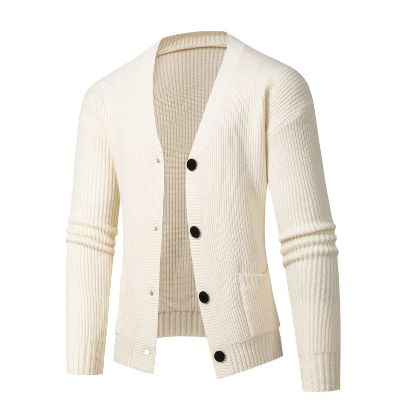 Herren modische Strickjacke mit feinem Rippstrickdesign Krohn-e