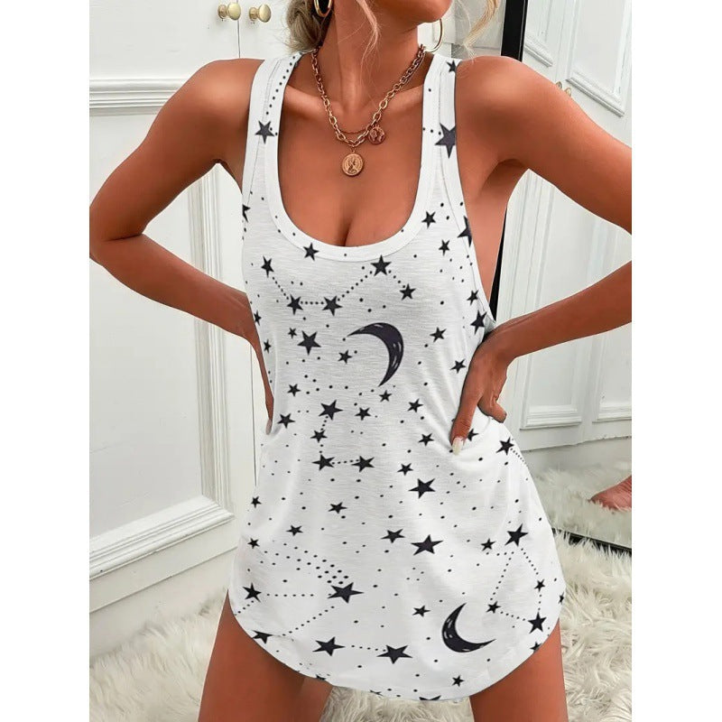 Damen luftiges Trägershirt mit Sternen- und Mondmotiv Krohn-e