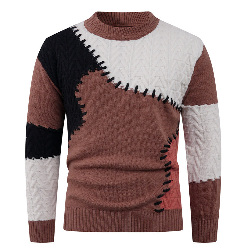 Herren Modischer Strickpullover mit kreativem Patchwork-Design Krohn-e