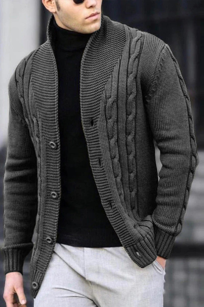 Herren Strickjacke mit robustem Zopfmuster und langlebigem Knopfverschluss Krohn-e