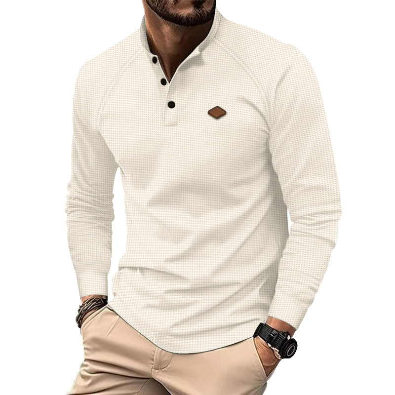 Herren Langarm-Henley-Shirt mit strukturierter Oberfläche und modischen Knopfdetails Krohn-e