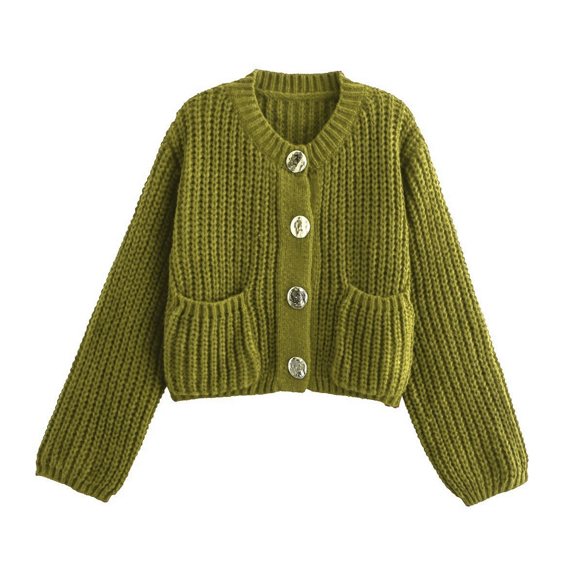Damen kuschelige Strickjacke mit dekorativen Knöpfen und praktischen Taschen Krohn-e