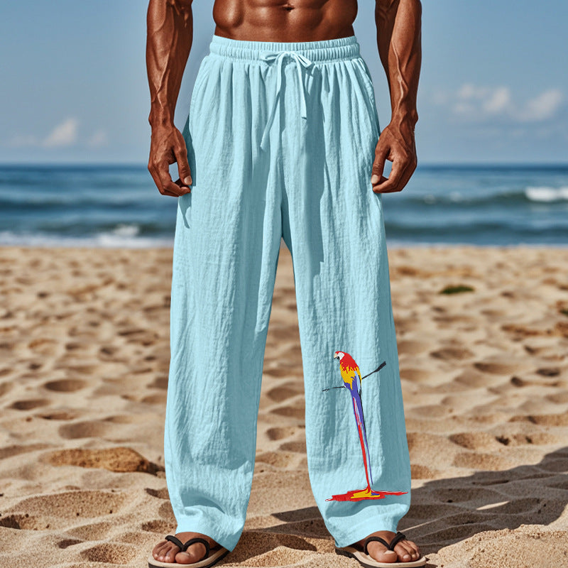 Herren Strandhose aus leichtem, atmungsaktivem Gewebe mit buntem Print Krohn-e