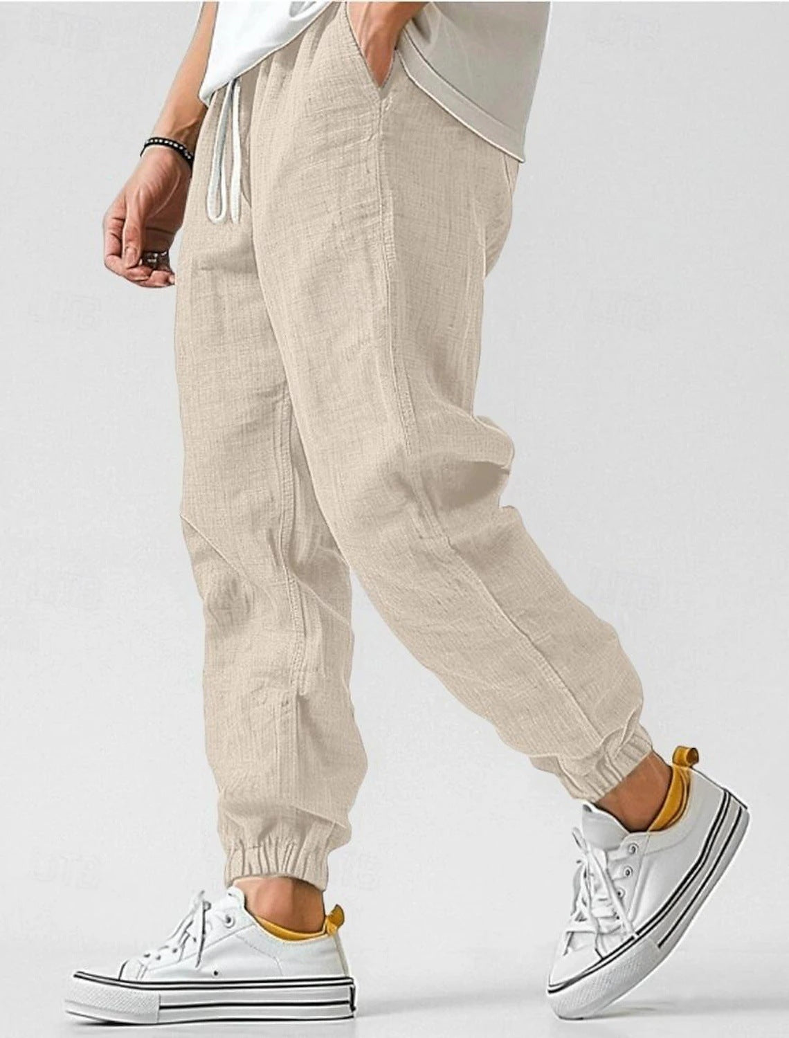 Herren Bequeme Leinenhose mit elastischem Bund und seitlichen Taschen Krohn-e