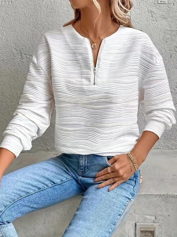 Damen Moderner Sweatshirt mit Halbreißverschluss und strukturiertem Design Krohn-e